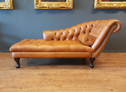 Chesterfield Chaise Longues Lounger Ottoman Sofa Genuine Leather Relax Chaise new